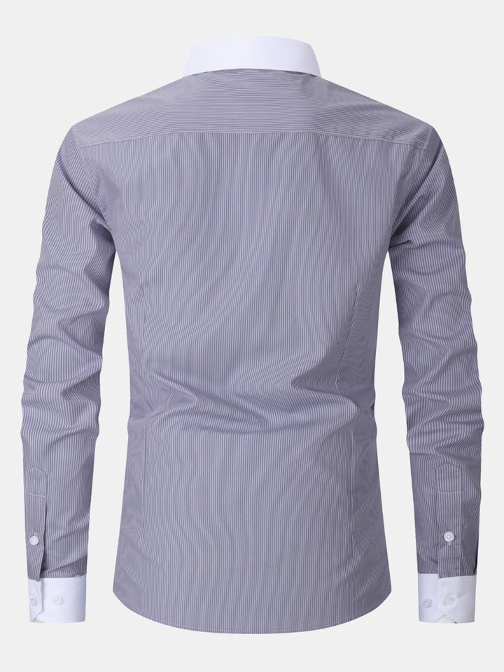 Chemise habillée à col contrasté rayé