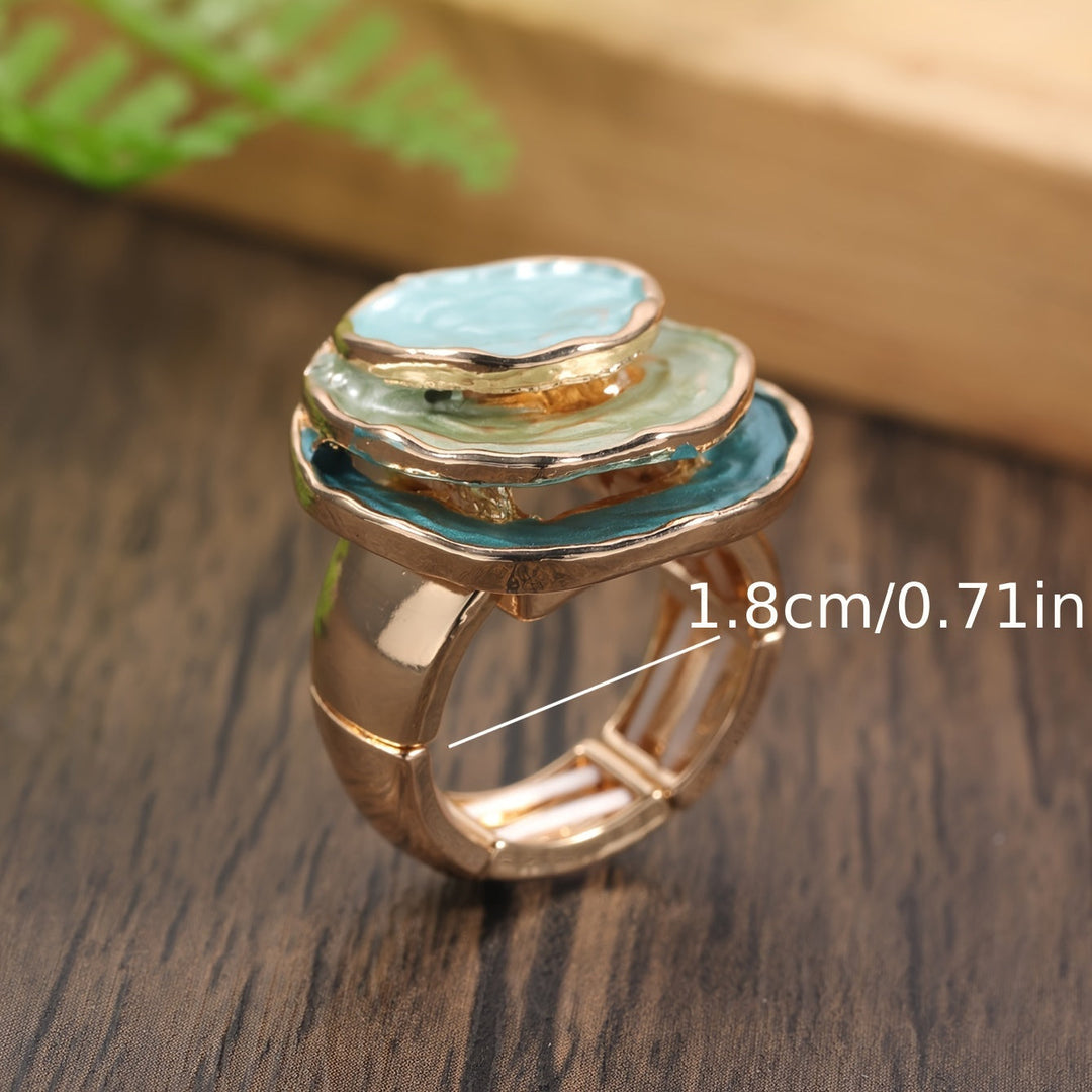 Bague Boho Émail à Trois Niveaux