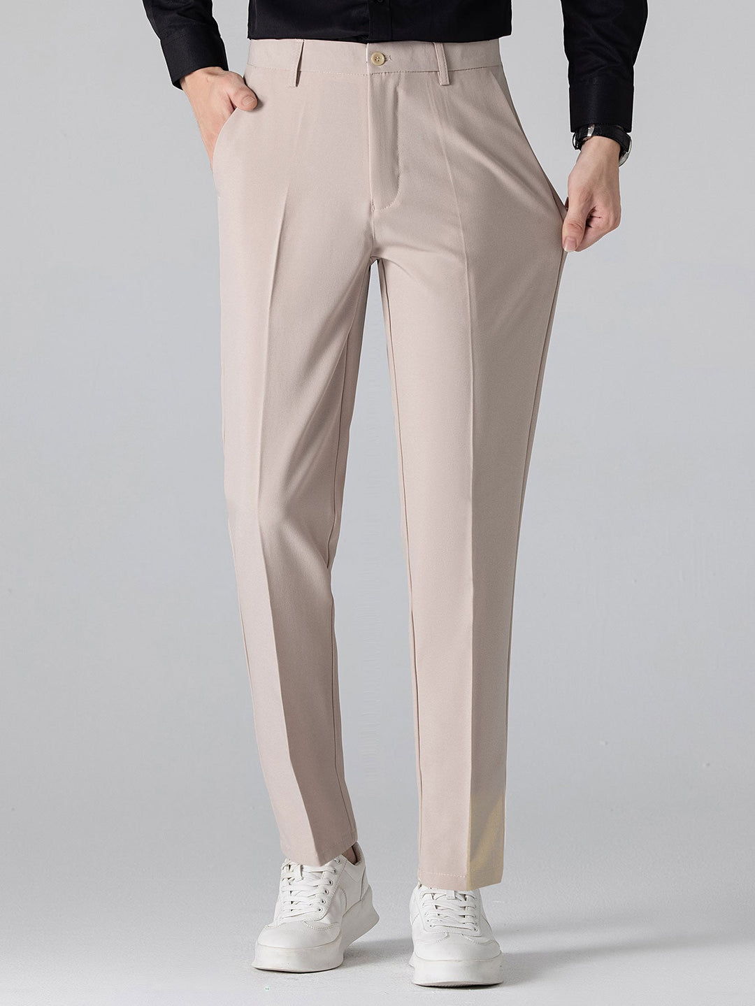 Chemise à rayures à manches longues avec boutons & pantalon fuselé slim fit