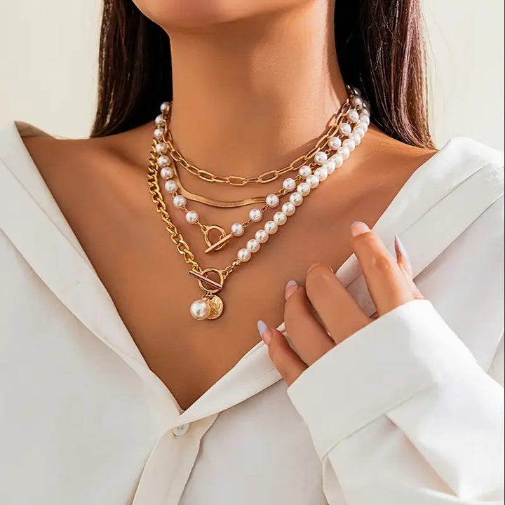 Collier Vintage en Perles et Chaîne Serpent en Or | Or
