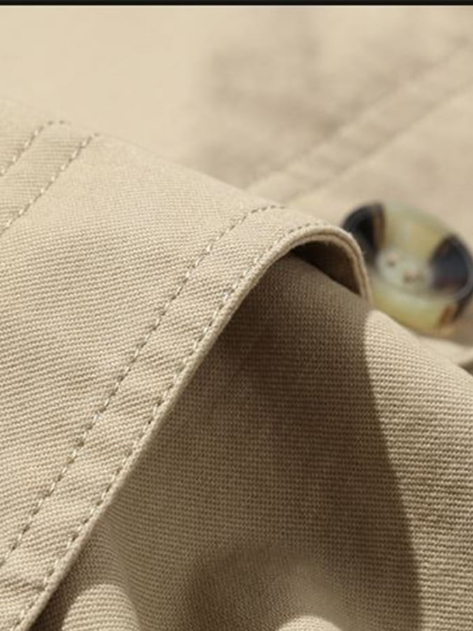 Manteau Trench Casual Slim Fit en Coton pour Hommes