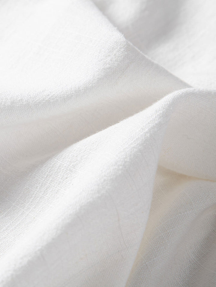 Chemise en lin et rayonne à col en V à manches courtes