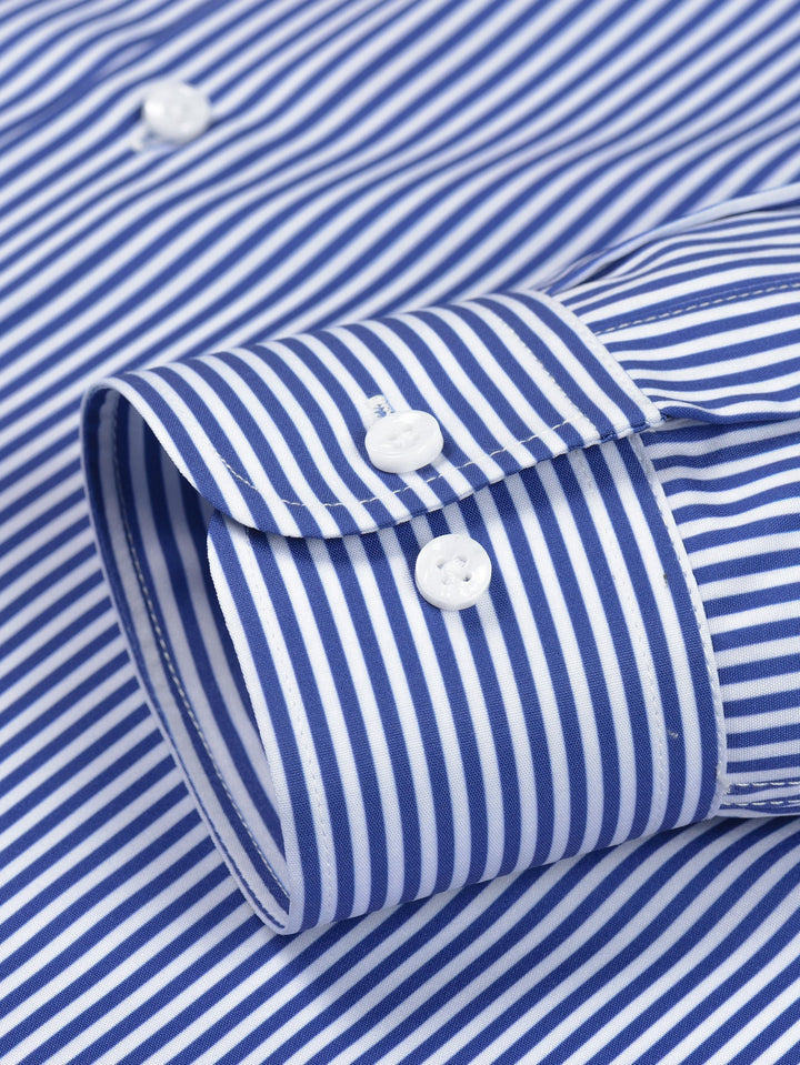 Chemise à rayures à manches longues avec boutons & Pantalon droit à taille élastique