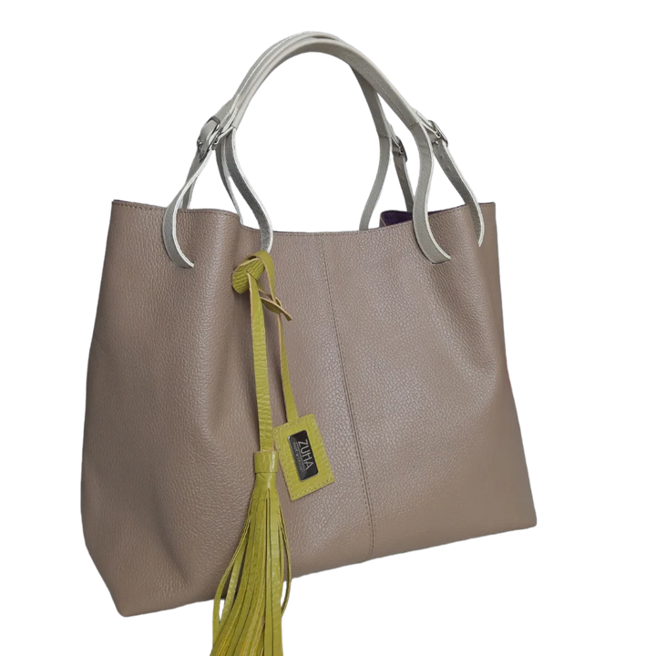 Sac à main en cuir taupe Adelle pour femmes
