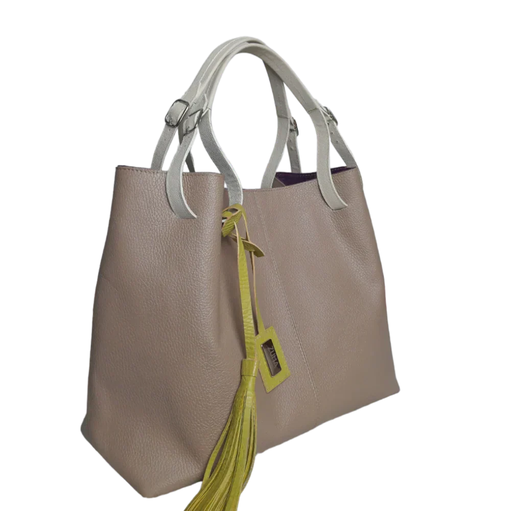 Sac à main en cuir taupe Adelle pour femmes