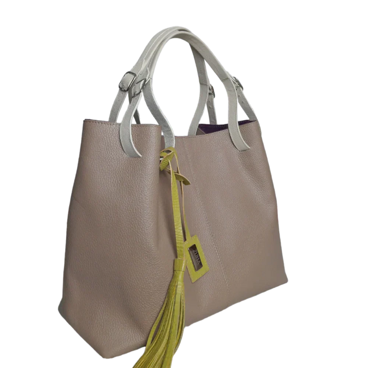 Sac à main en cuir taupe Adelle pour femmes