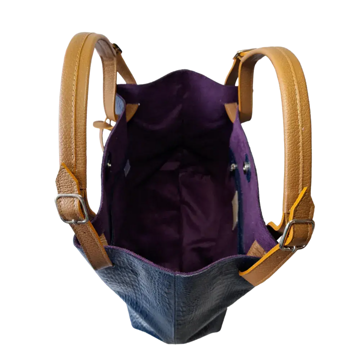 Sac à main en cuir pour femmes Adelle bleu foncé au design reptile