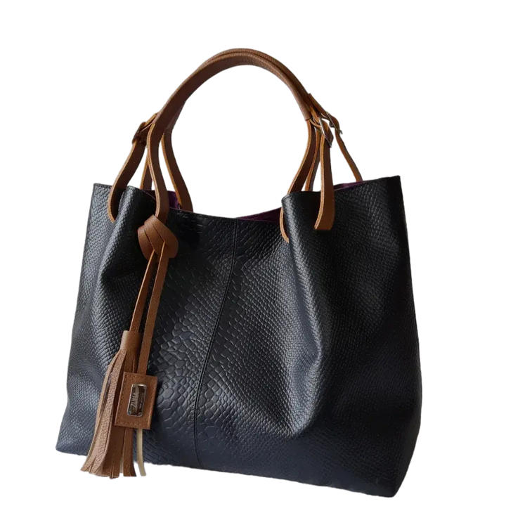 Sac à main en cuir noir Adelle Reptil pour femmes