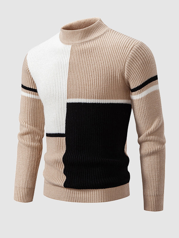 Pull à col montant pour homme en ColorBlock