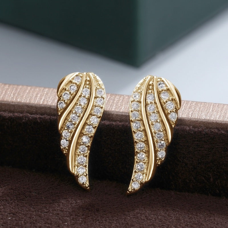 Boucles d'oreilles Modern Leaf Pave | Or
