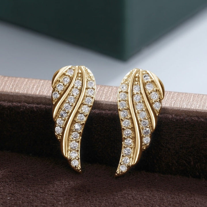 Boucles d'oreilles Modern Leaf Pave | Or