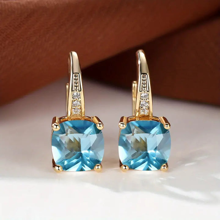 Boucles d'oreilles en forme de cercle en pierre mystique | Or