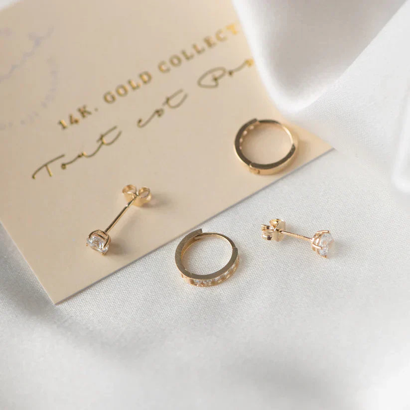 Boucles d'oreilles Dara Brillane en pierre | Or
