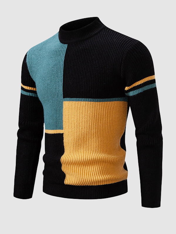 Pull à col montant pour homme en ColorBlock