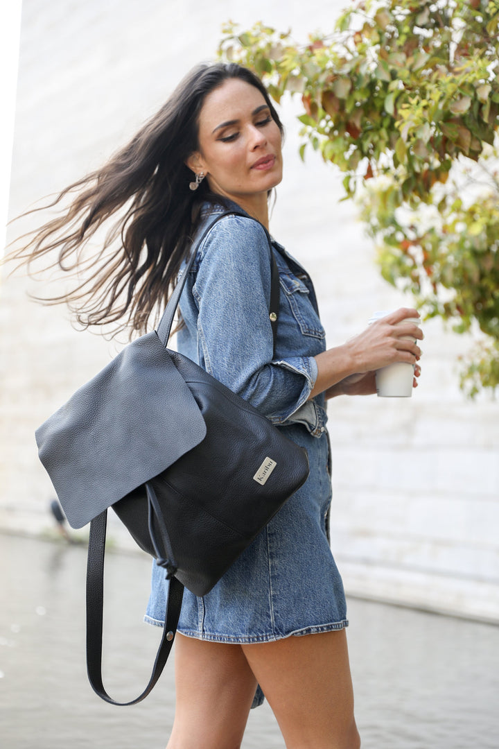Sac à dos Bernardita noir avec portefeuille