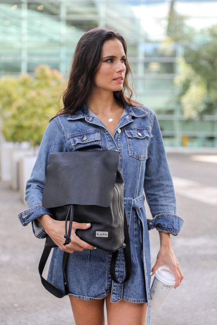 Sac à dos Bernardita noir avec portefeuille