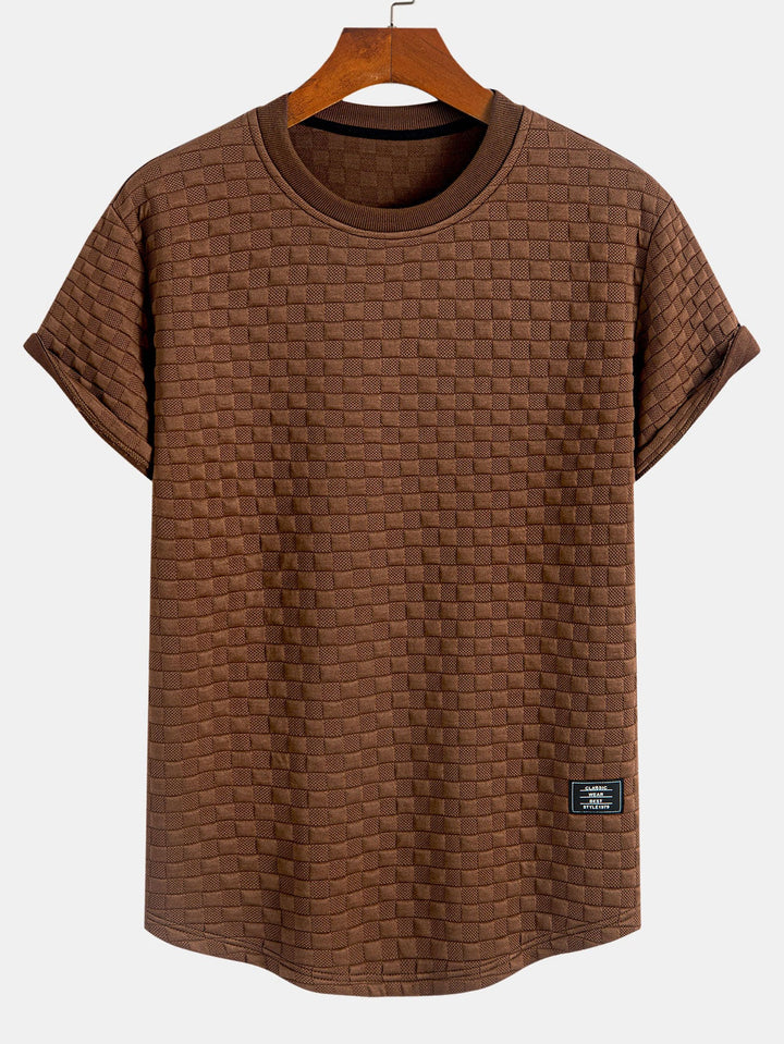 T-shirt à damier jacquard arc ourlet