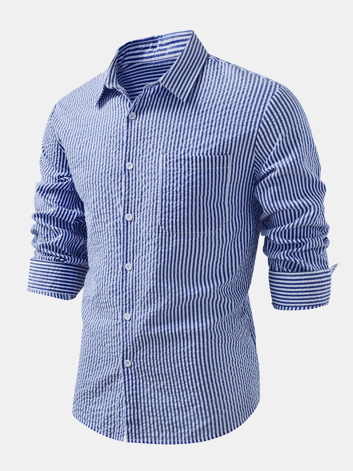 Chemise rayée à boutons en seersucker