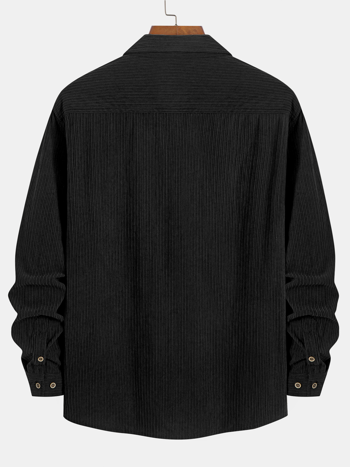Chemise à manches longues en velours côtelé avec poche et boutons