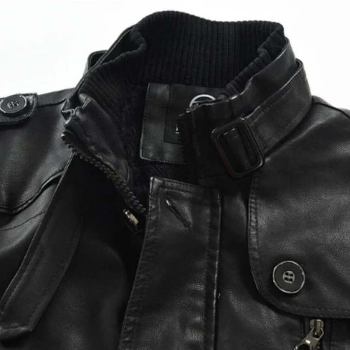 Veste de motard en cuir longue et élégante