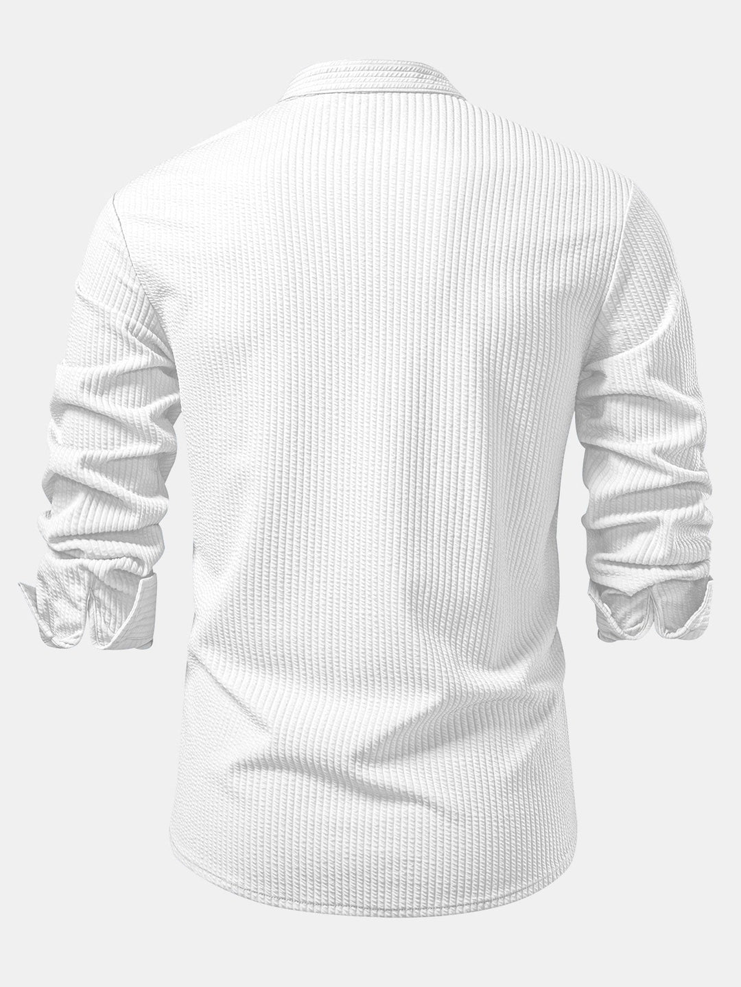 Chemise côtelée à col montant, coupe muscle, manches longues