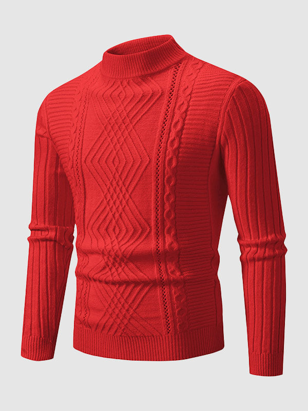 Pull Slim à Col Montant Géométrique pour Homme