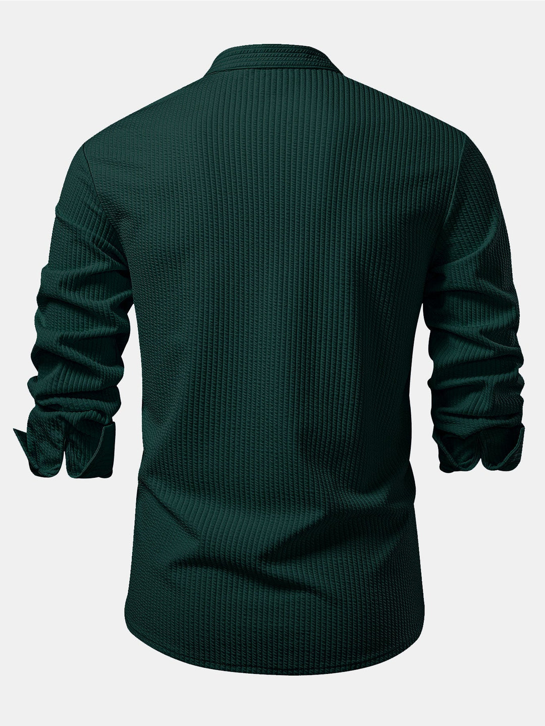 Chemise côtelée à col montant, coupe muscle, manches longues
