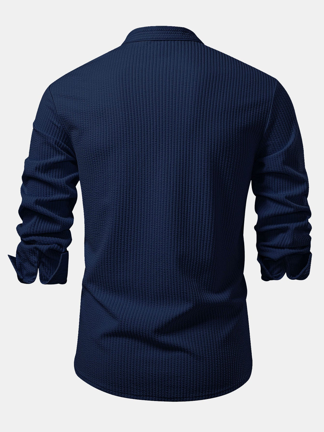 Chemise côtelée à col montant, coupe muscle, manches longues