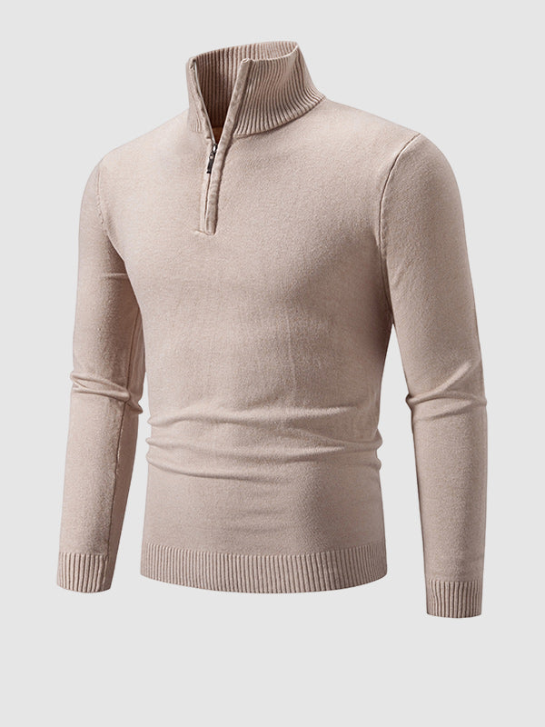 Pull à col zippé quart uni pour homme