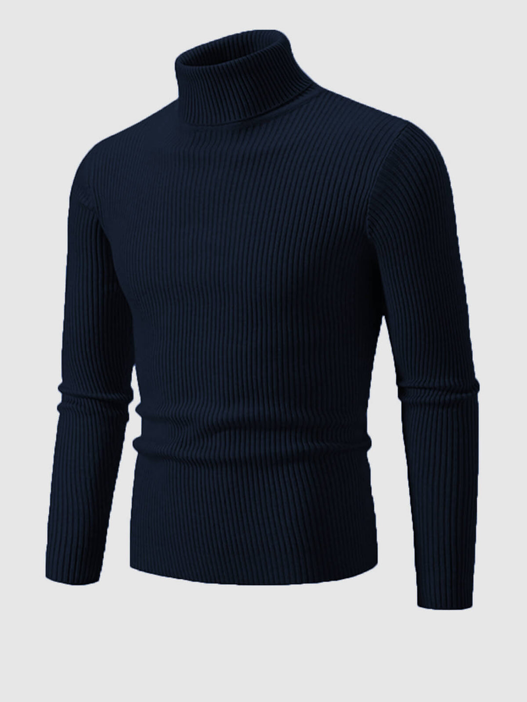 Pull à col roulé texturé rayé de couleur unie pour hommes