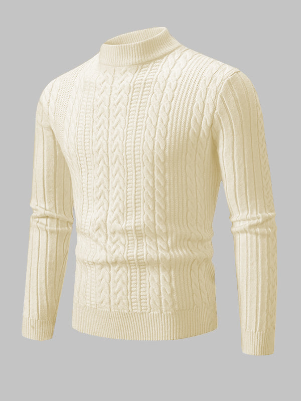 Pull classique géométrique pour hommes à col montant