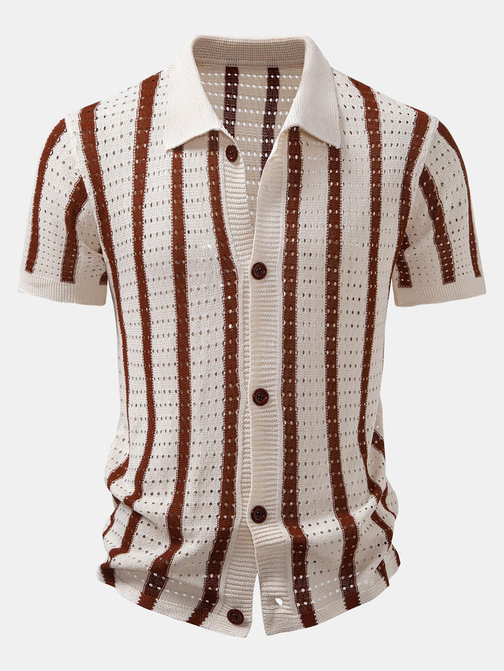 Chemise tricotée à œillets rayés