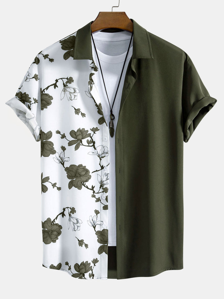 Chemise boutonnée à imprimé floral patchwork