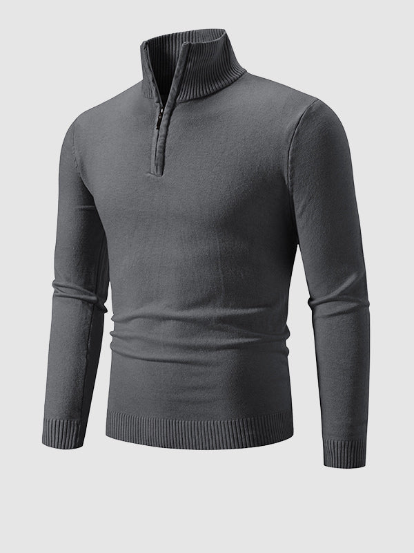 Pull à col zippé quart uni pour homme