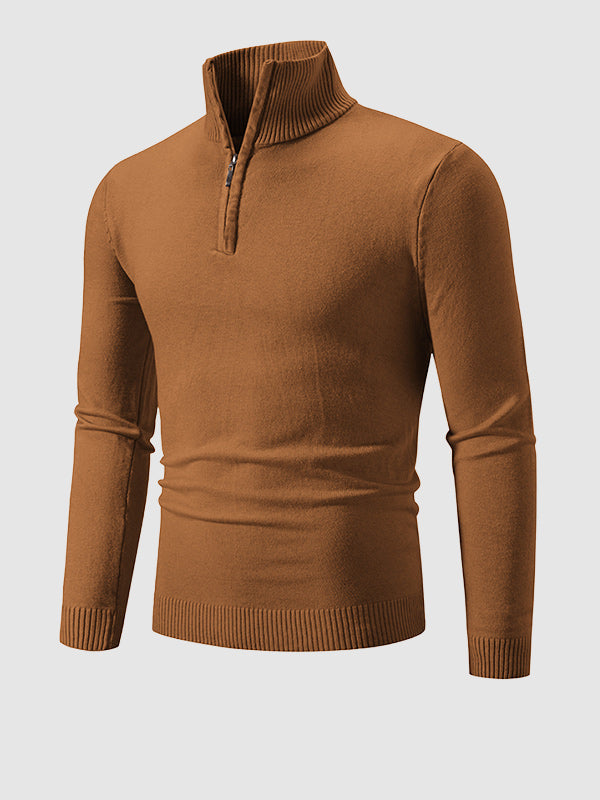 Pull à col zippé quart uni pour homme
