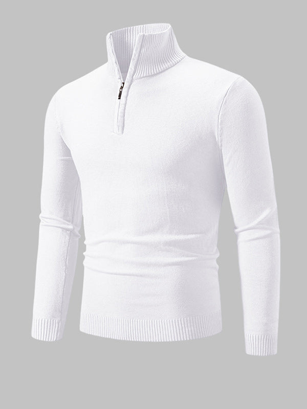 Pull à col zippé quart uni pour homme