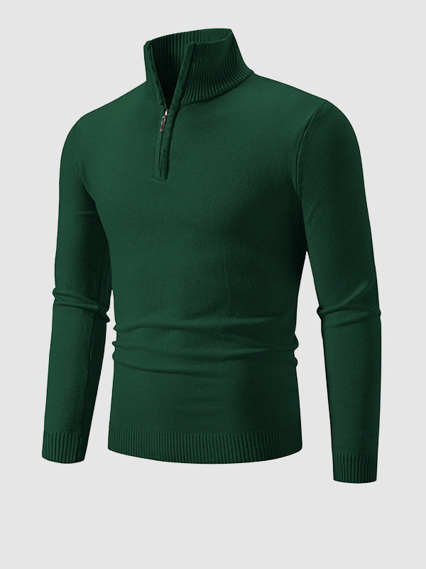 Pull à col zippé quart uni pour homme