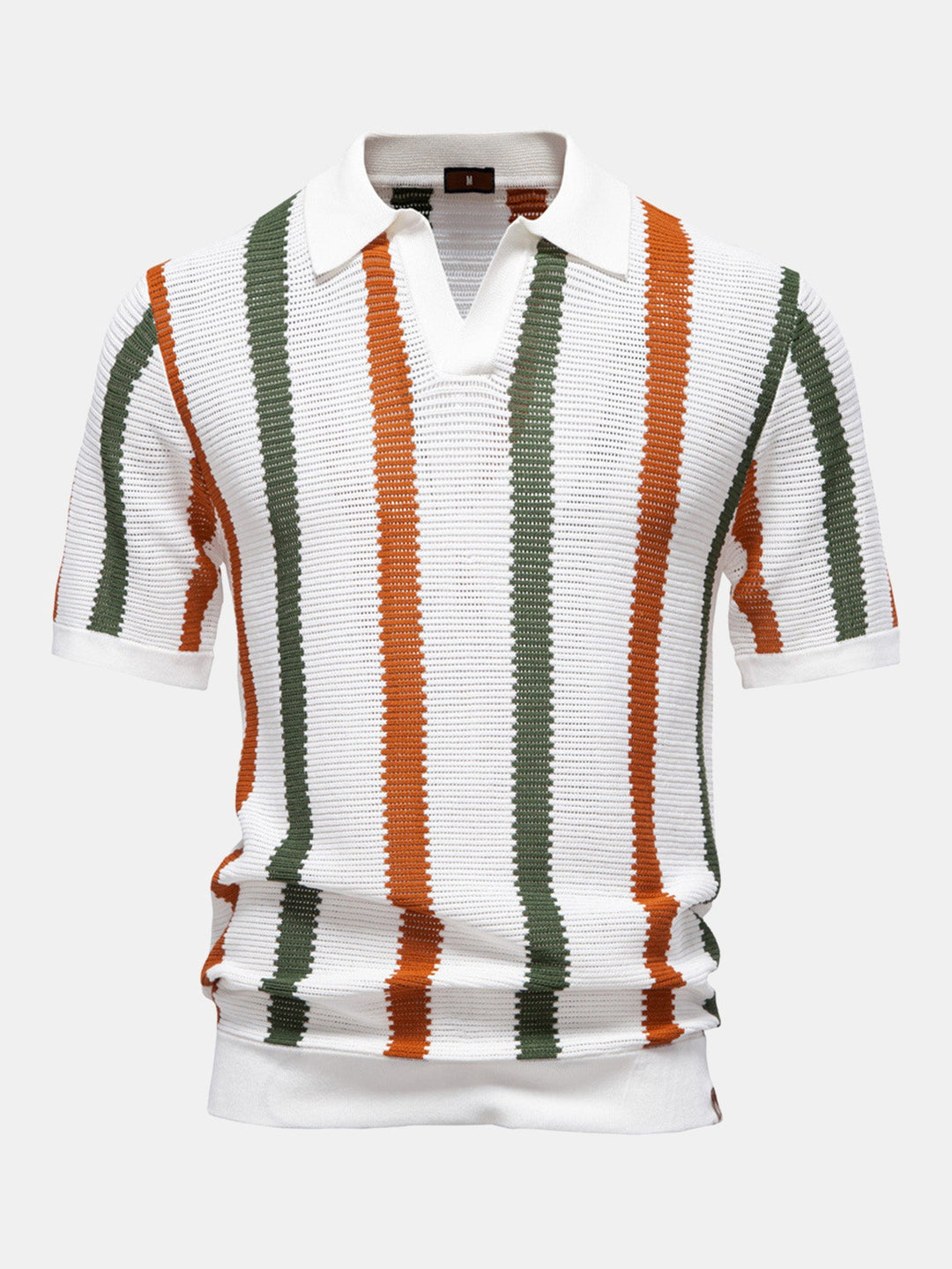 Polo à col en V en maille rayée