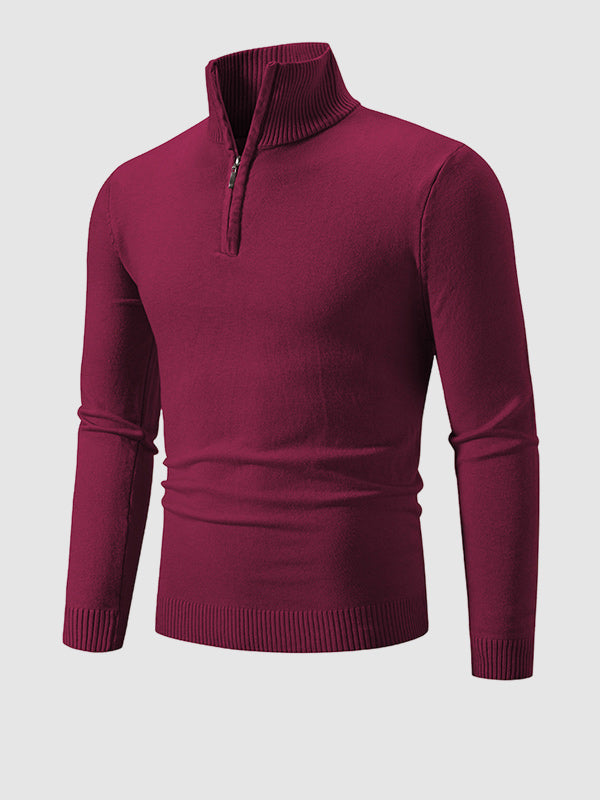 Pull à col zippé quart uni pour homme