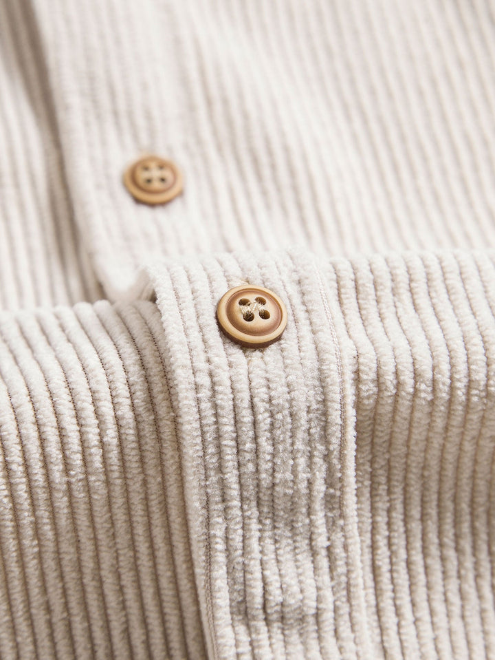 Bouton en velours côtelé chemise à manches courtes