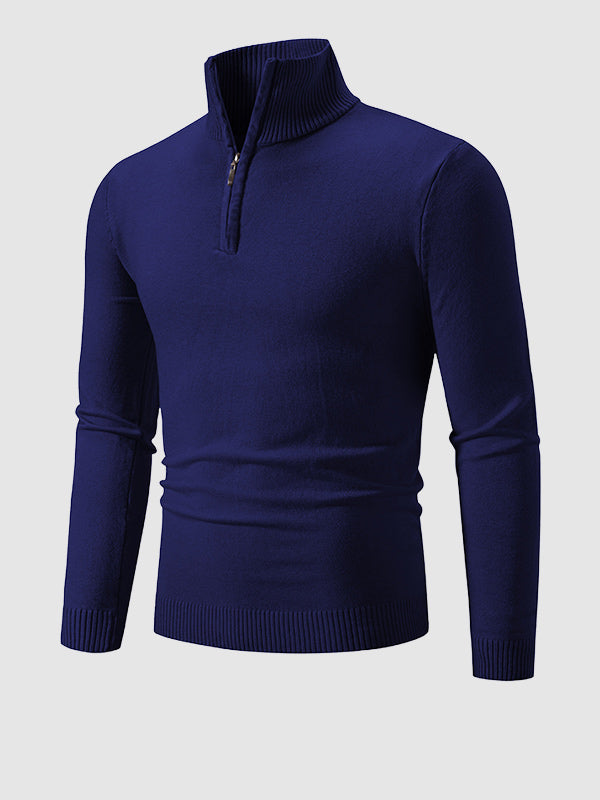Pull à col zippé quart uni pour homme