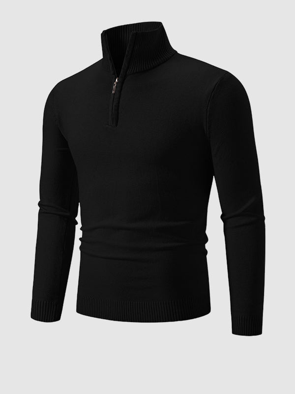 Pull à col zippé quart uni pour homme