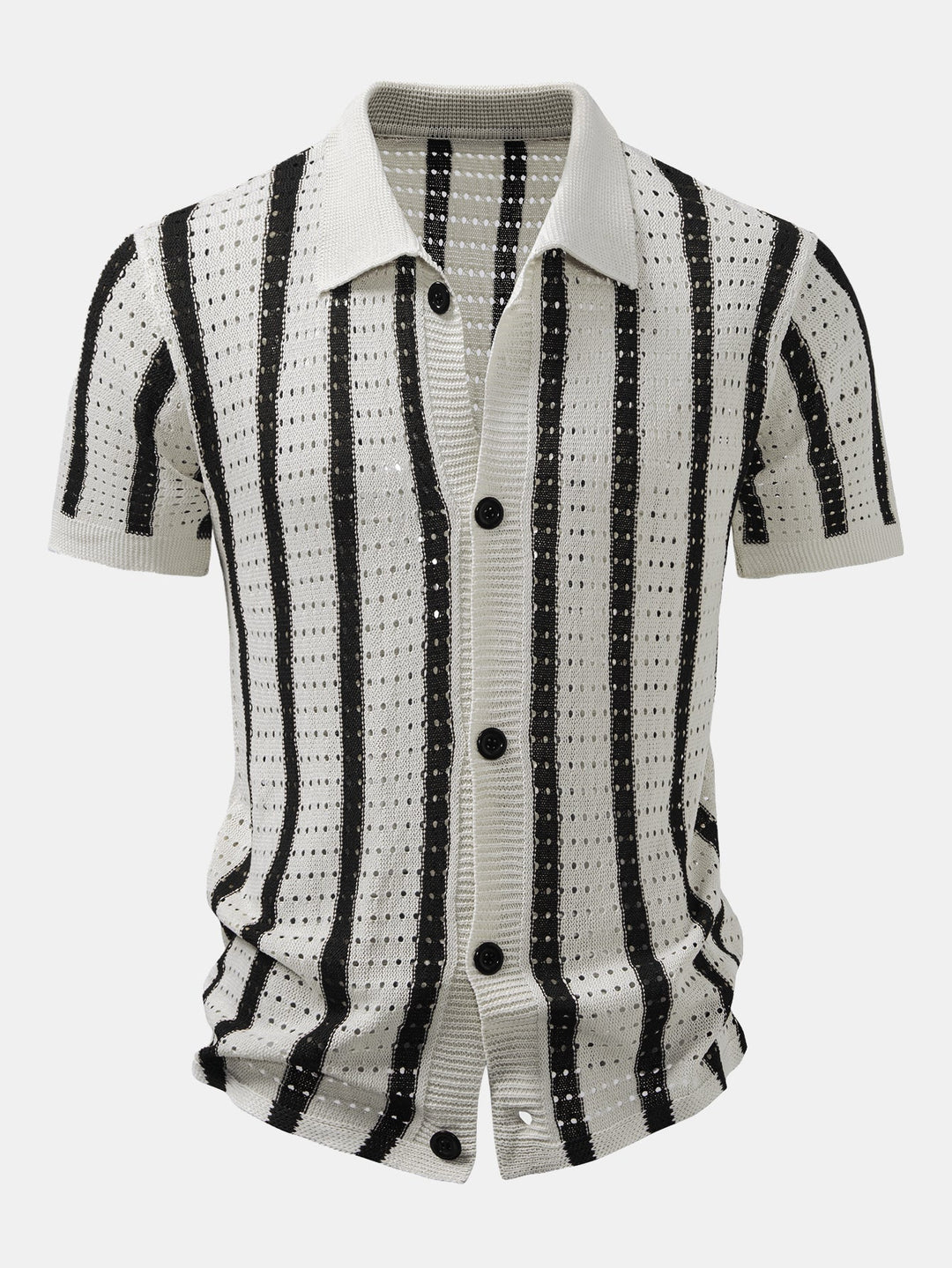 Chemise tricotée à œillets rayés
