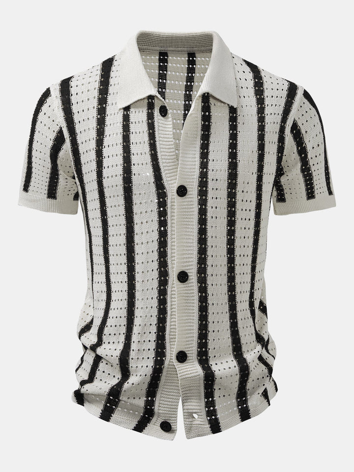Chemise tricotée à œillets rayés
