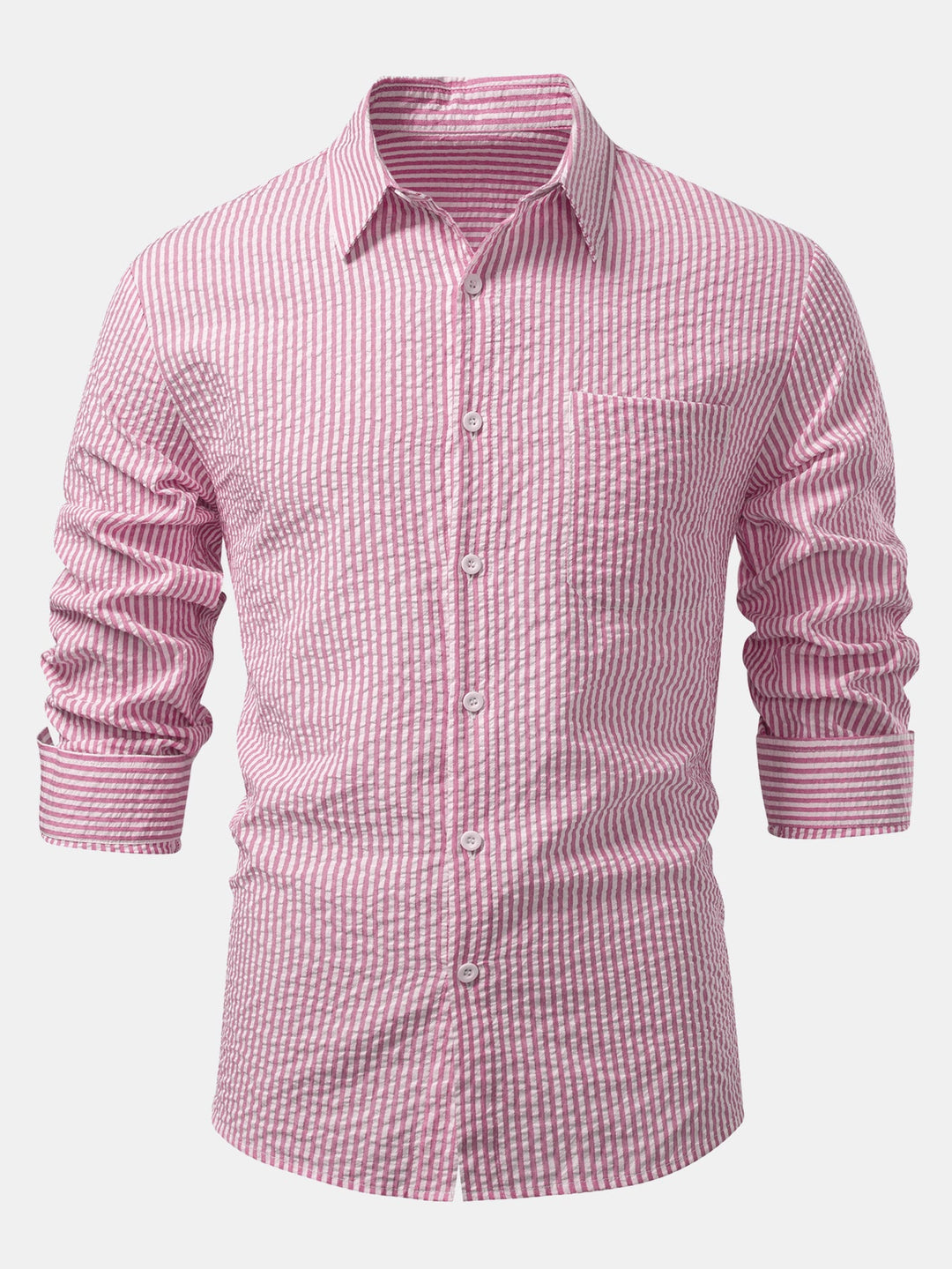Chemise rayée à boutons en seersucker