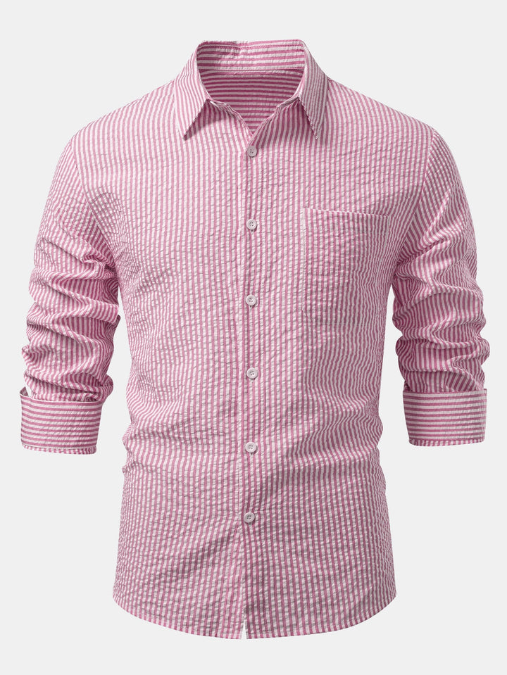 Chemise rayée à boutons en seersucker