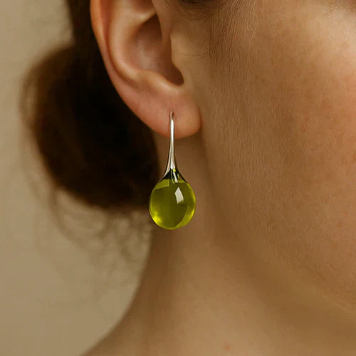 Chic - Boucles d'oreilles en cristal olive vintage