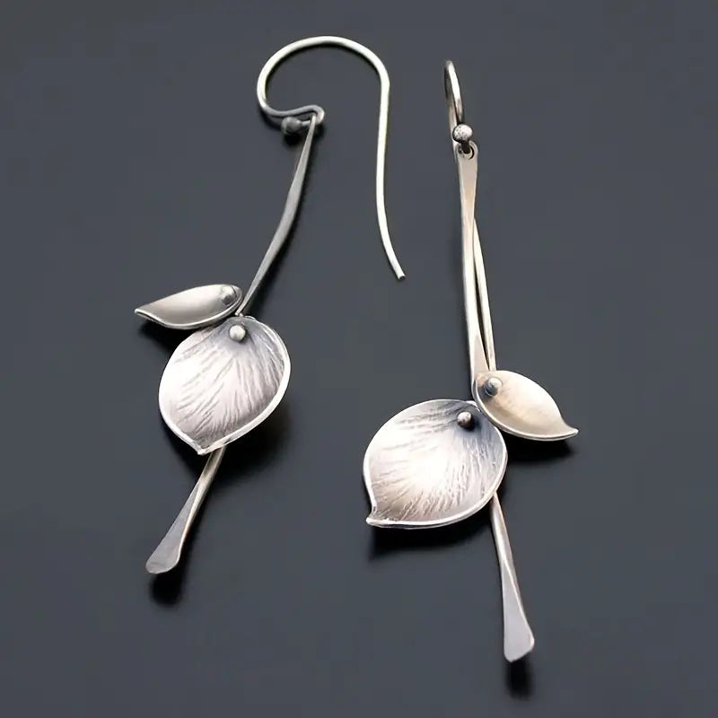 Boucles d'oreilles vintage en feuille d'argent