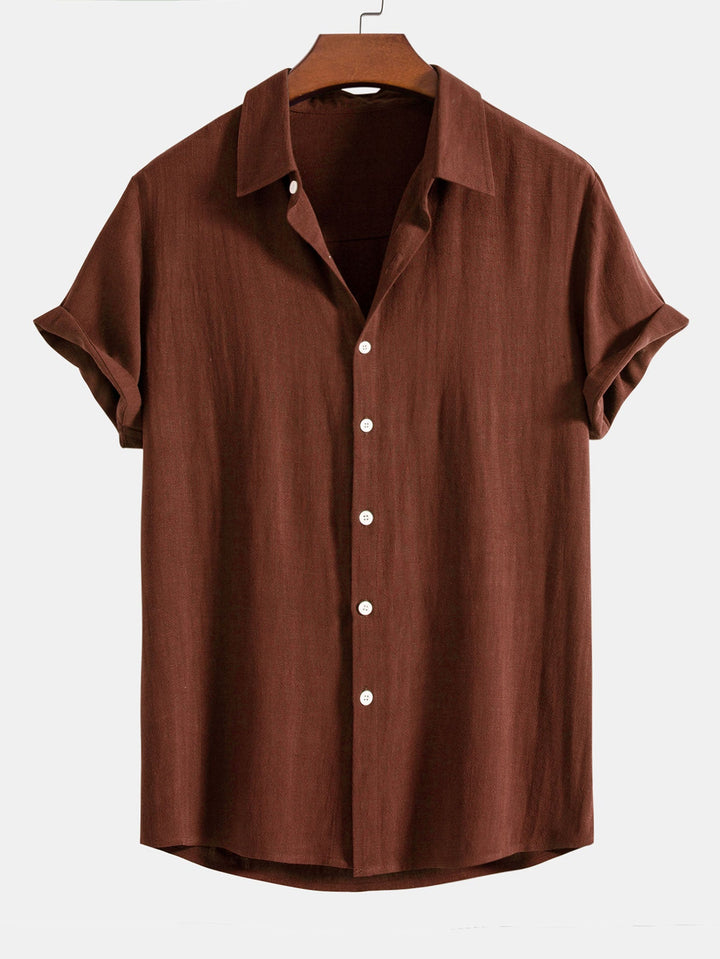 Chemise boutonnée en mélange de lin et de rayonne