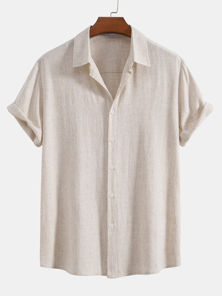 Chemise à boutons en mélange de lin et de rayonne & Pantalons en lin à jambe droite